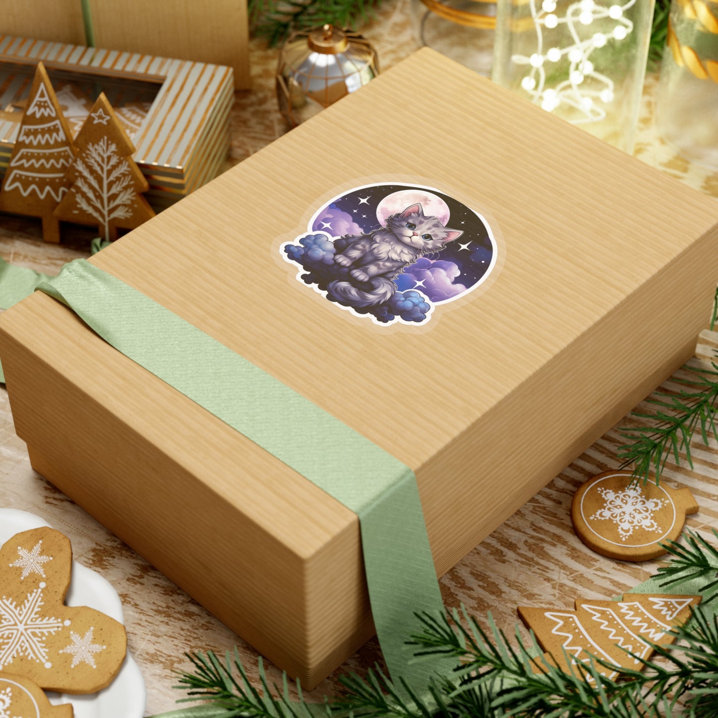 Whimsical Lunar Kitty Sticker