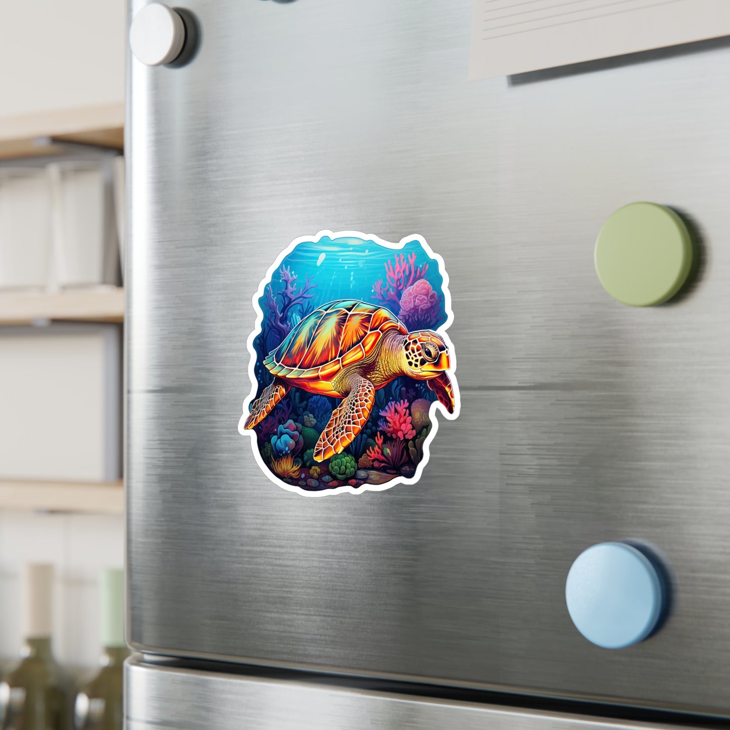 Hawksbill Harmony at Coral Reef Sticker.