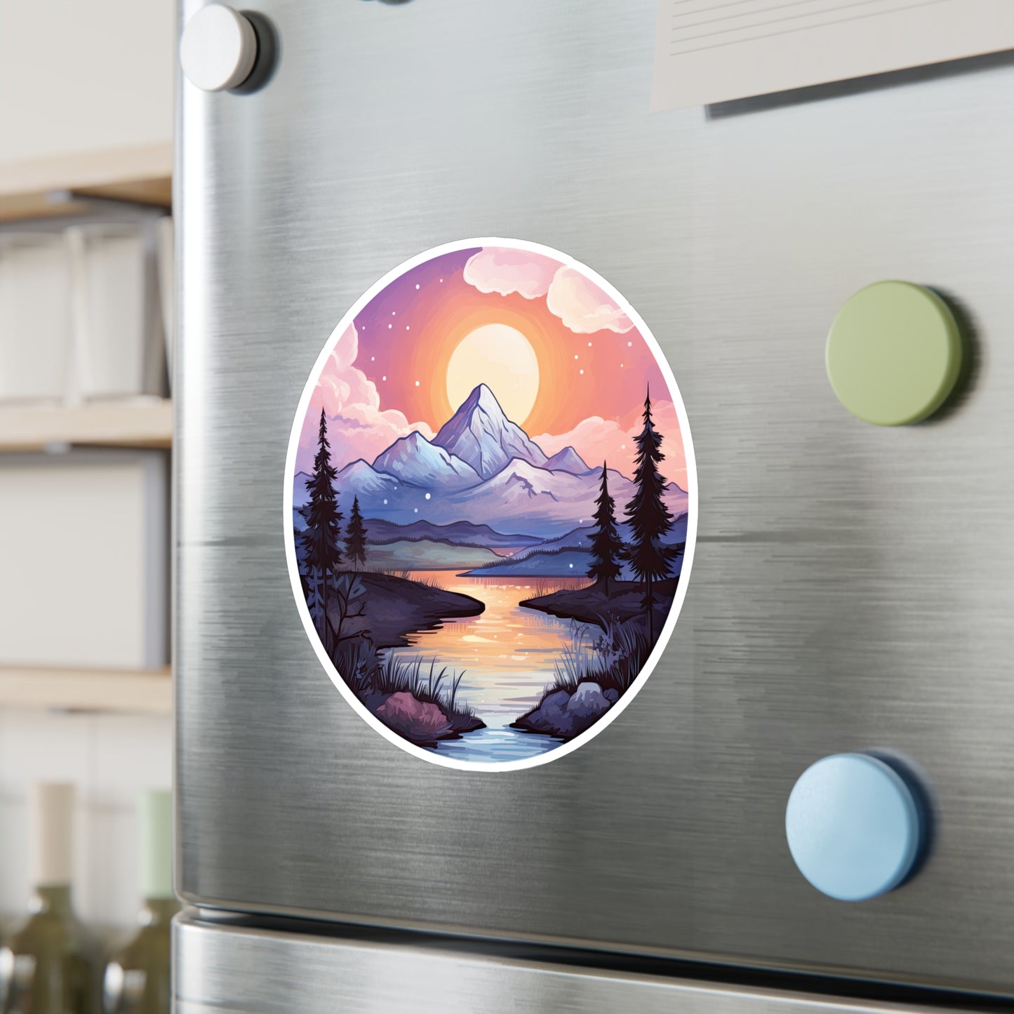 Serene Sunrise Mountain Sticker