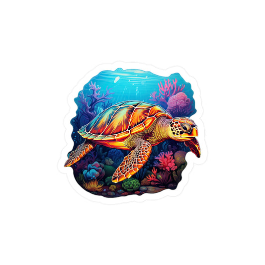 Hawksbill Harmony at Coral Reef Sticker.