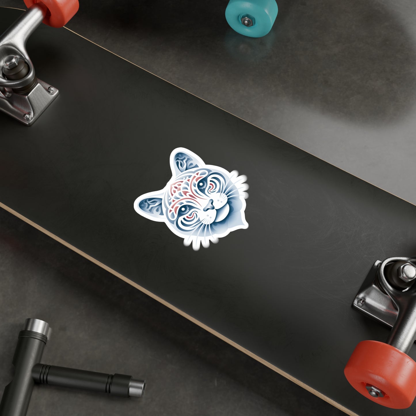 Whiskers of White: Cute Cat Face Sticker