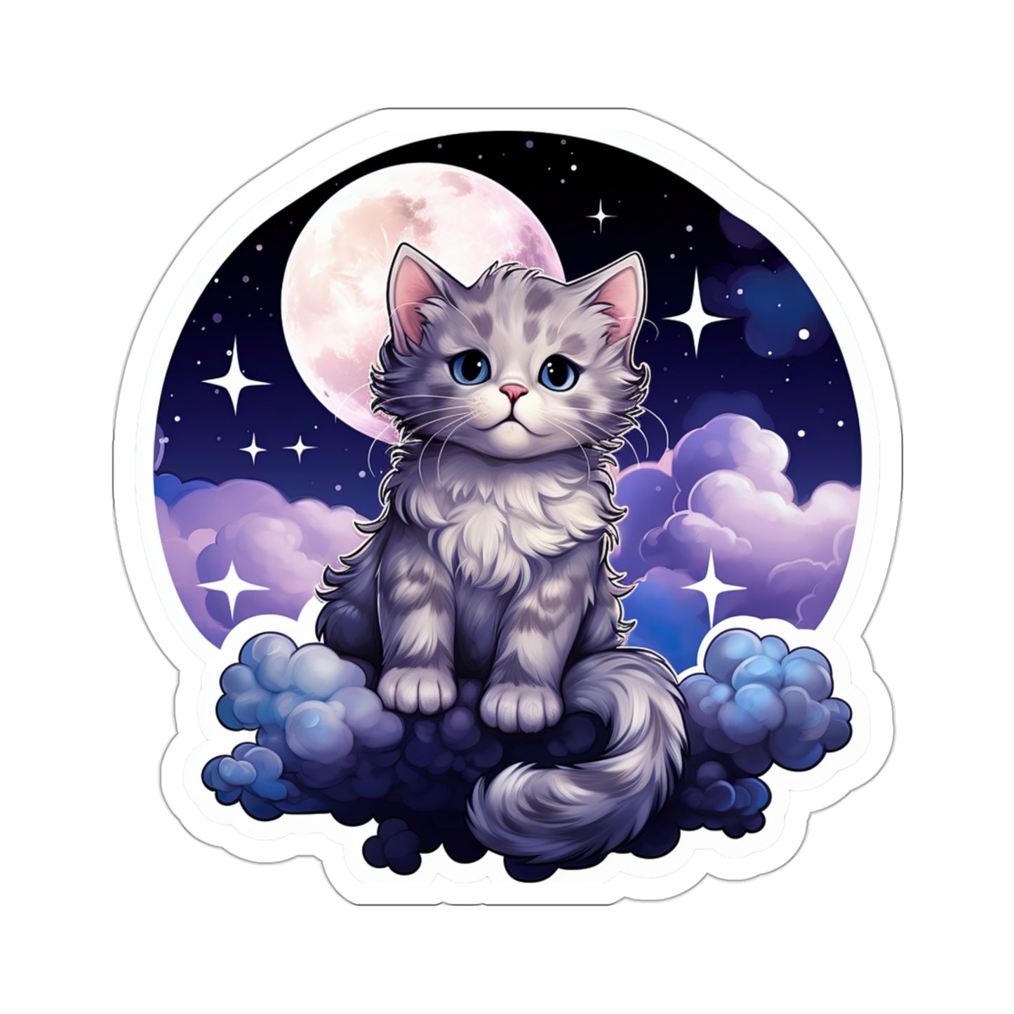 Whimsical Lunar Kitty Sticker