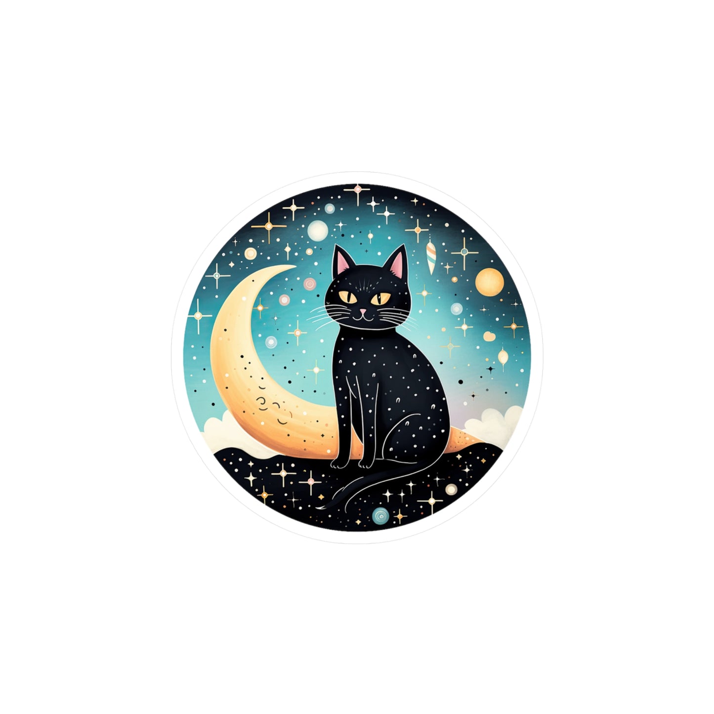 Majestic Luna Kitty on Crescent Sticker