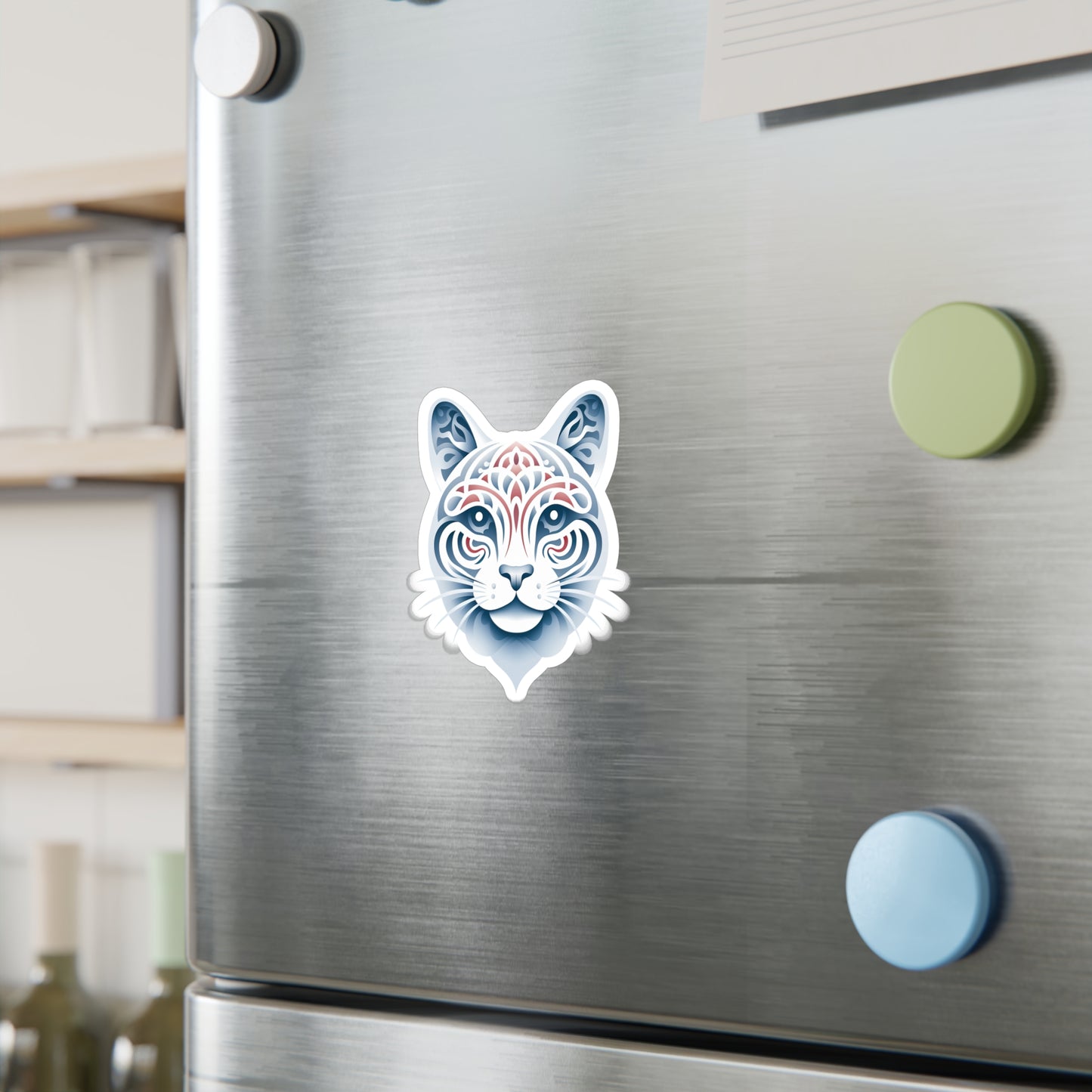 Whiskers of White: Cute Cat Face Sticker