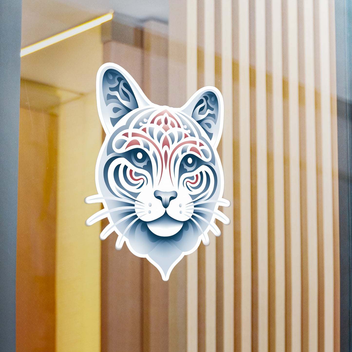 Whiskers of White: Cute Cat Face Sticker