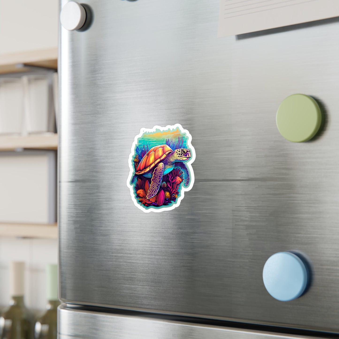 Hawksbill Haven: Coral Reef Anime Sticker