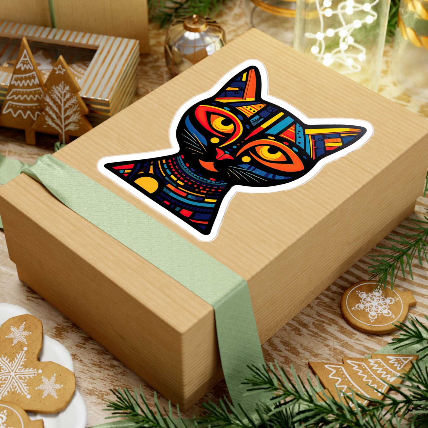 Pharaoh's Feline: Adorable Egyptian Cat Sticker Sticker.