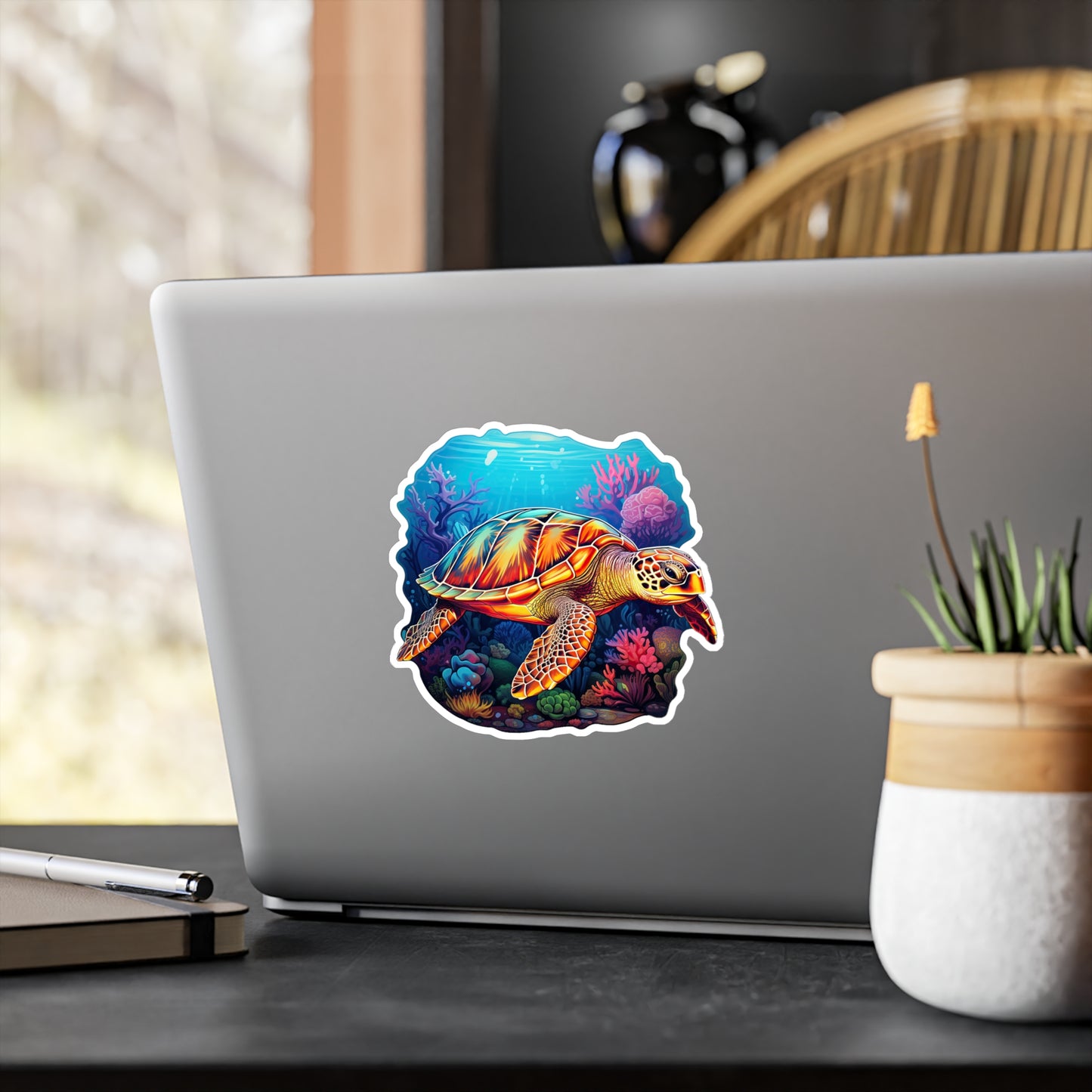 Hawksbill Harmony at Coral Reef Sticker.