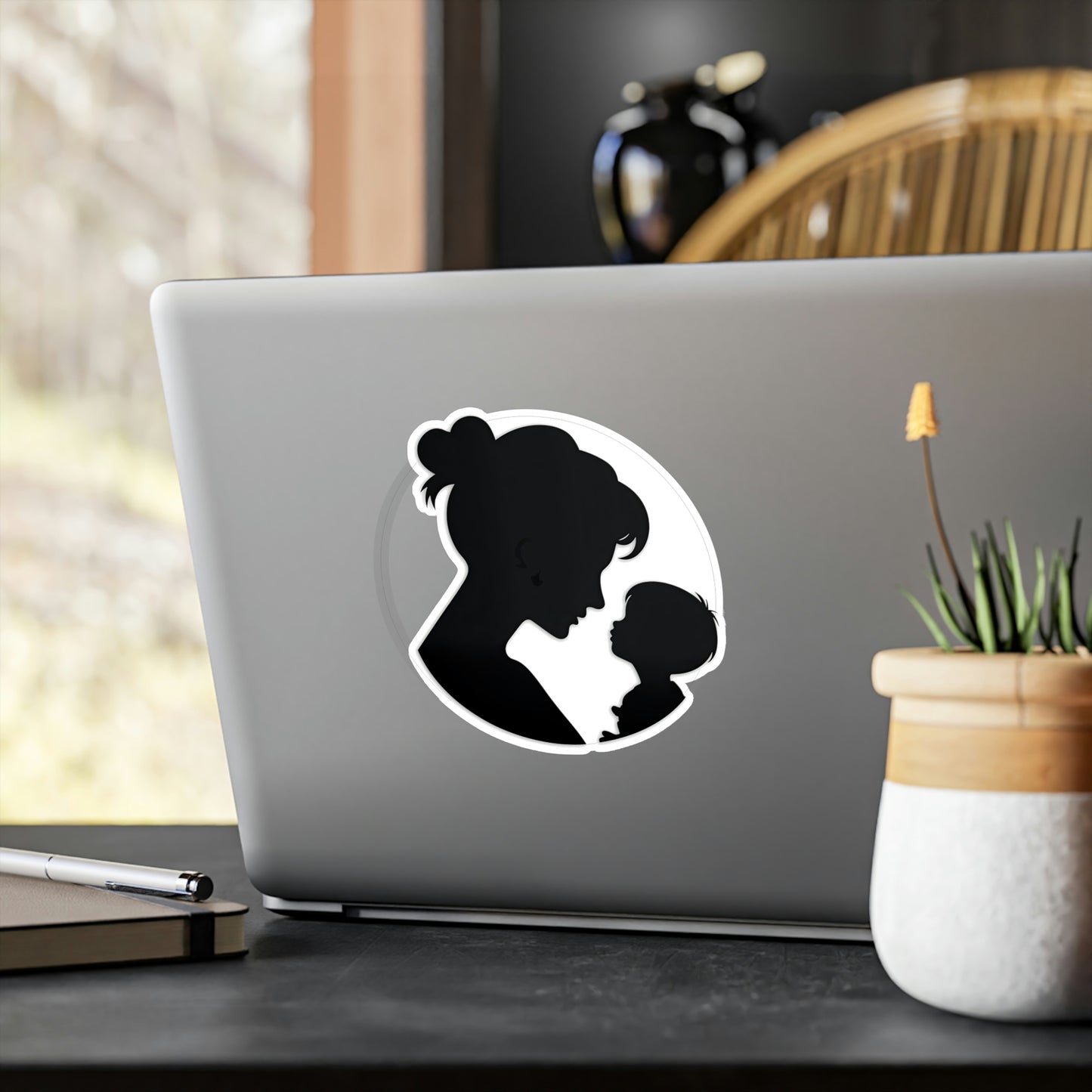 Adorable Mother and Baby Silhouette Sticker - Perfect for Decorating Laptops, Water Bottles, and more! Buy Now!