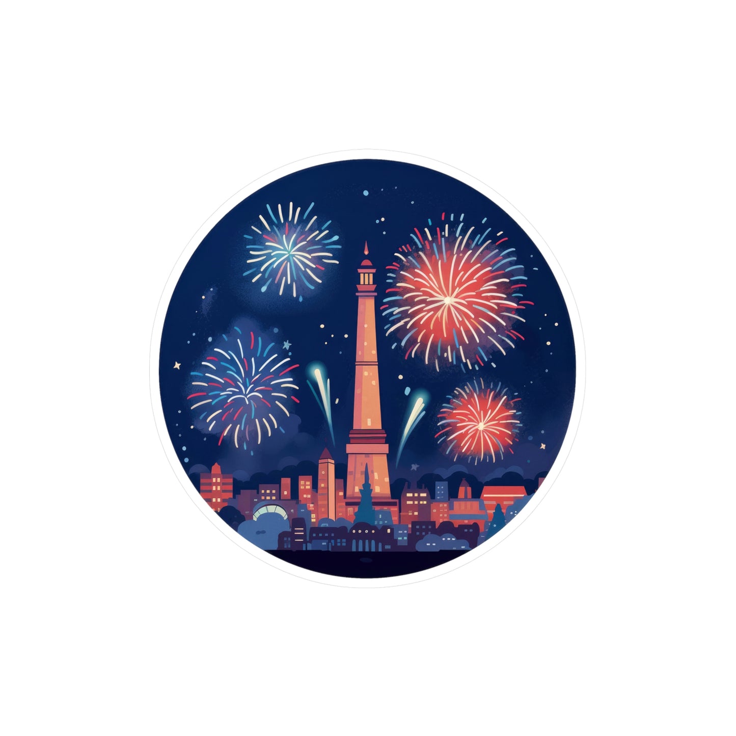 Fireworks Sticker - Red, White & Blue Fun for Sparkly Celebrations!