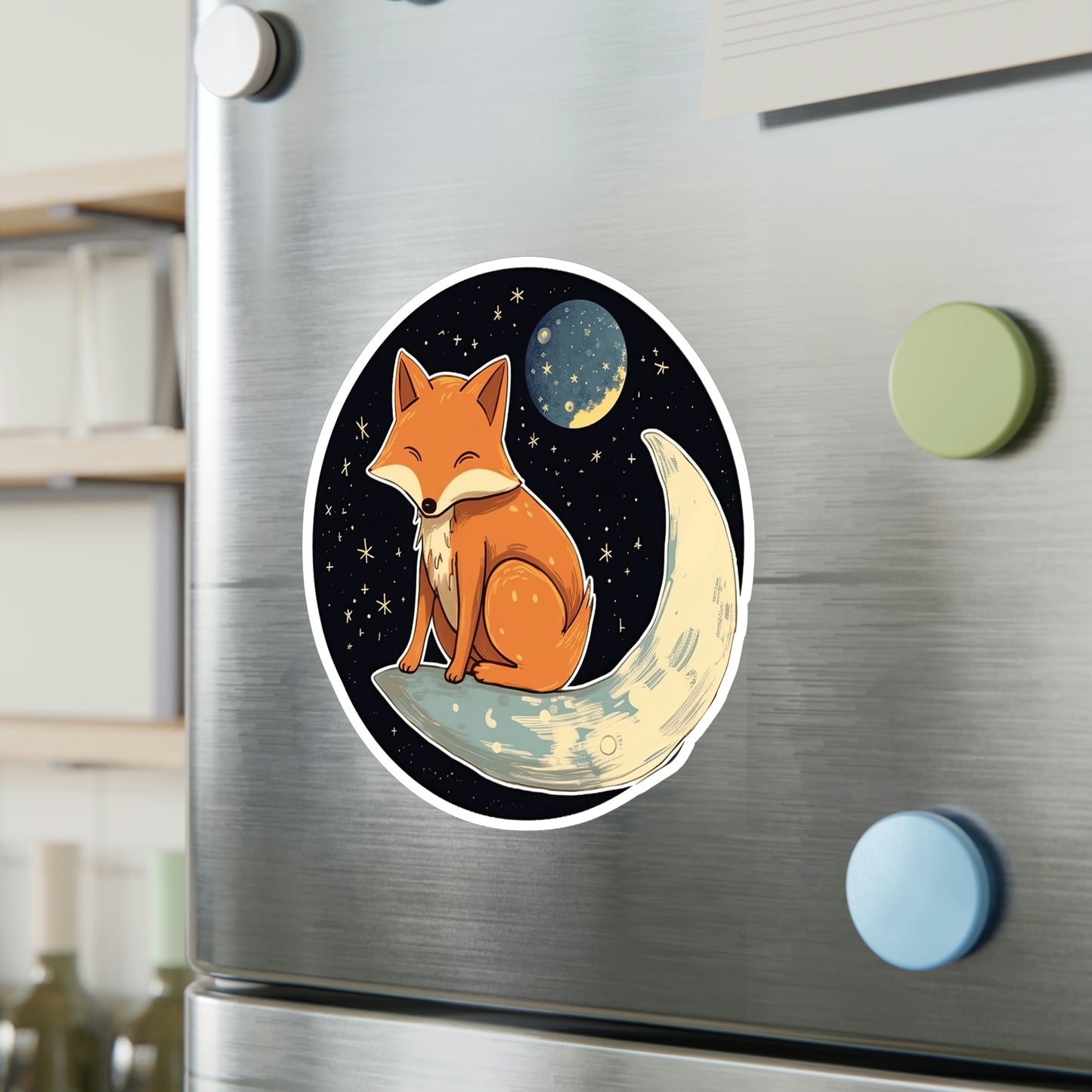 Adorable Cat on Moon Sticker - Must-Have Lunar Kitty Decal for Cat Lovers!