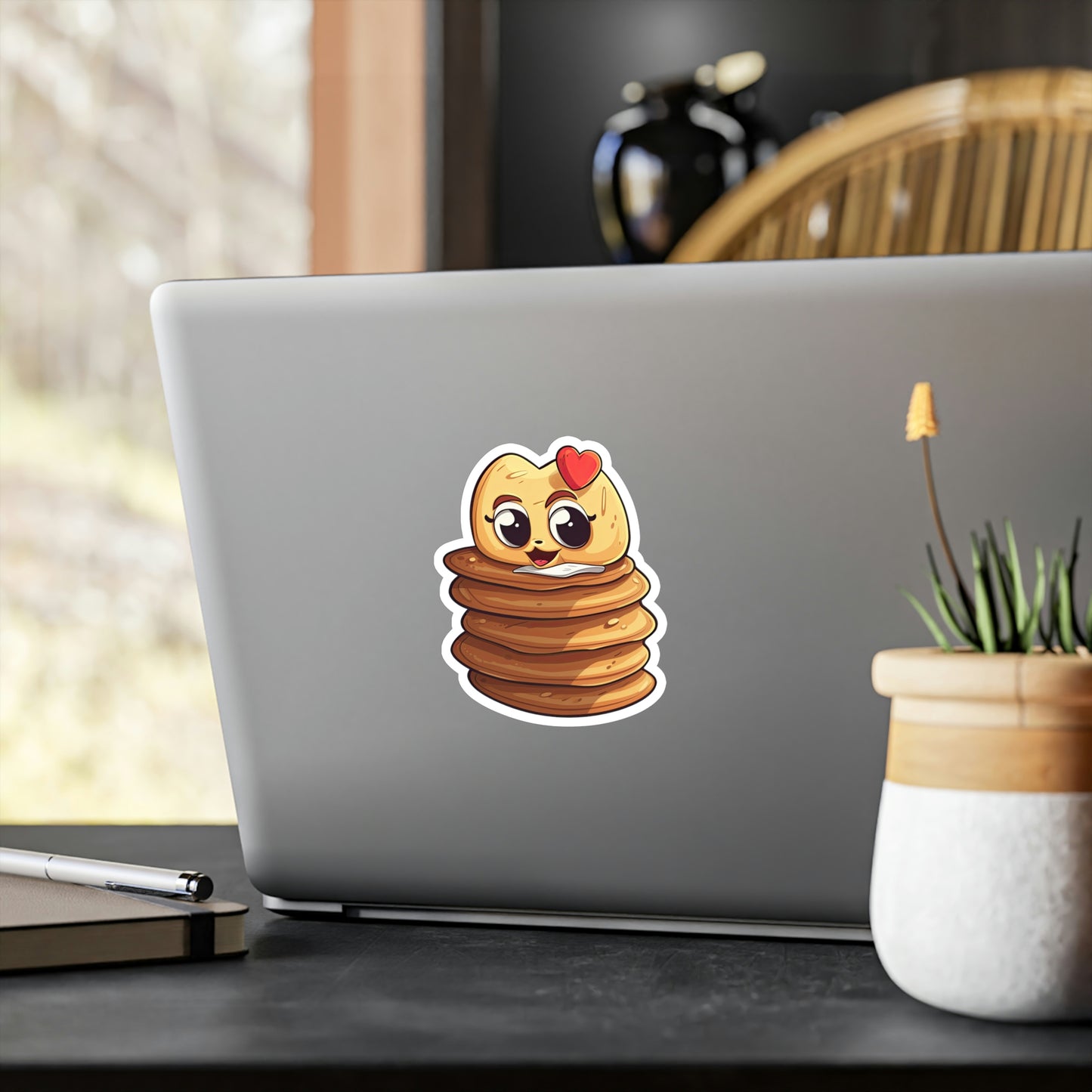 Adorable Stack of Pancakes Sticker with Heart - Perfect for Laptops, Notebooks & More - Shop Now