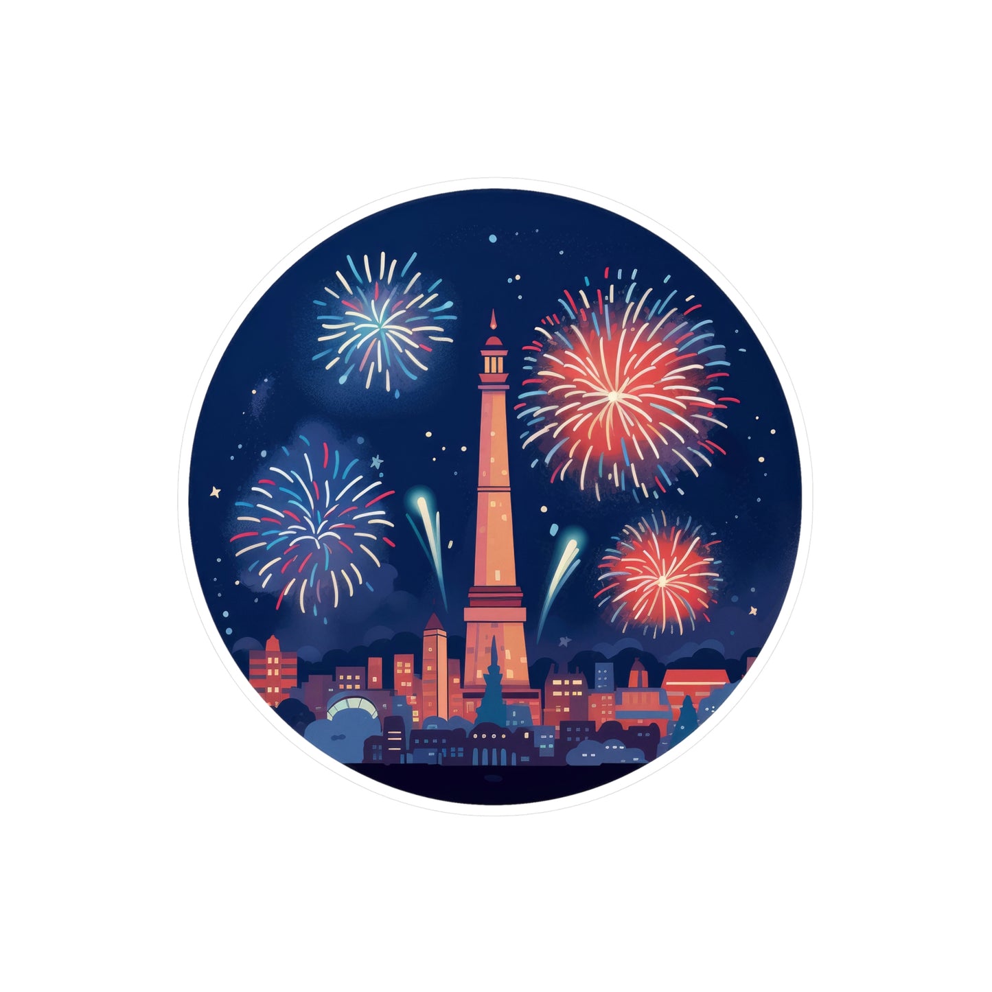 Fireworks Sticker - Red, White & Blue Fun for Sparkly Celebrations!