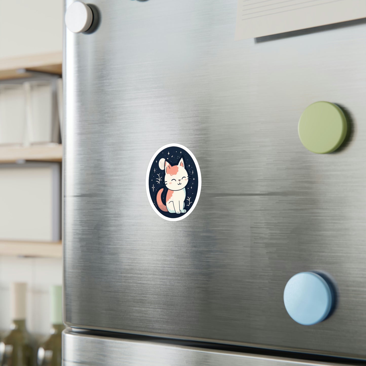 Adorable Cat on Moon Sticker: Boost Your Space with Purr-fect Lunar Cuteness - Top Rated & High Quality