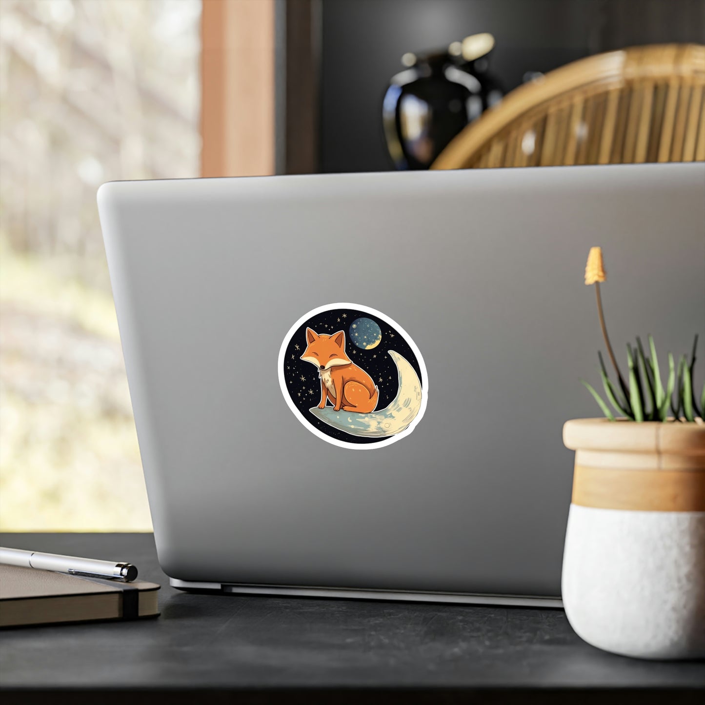 Adorable Cat on Moon Sticker - Must-Have Lunar Kitty Decal for Cat Lovers!