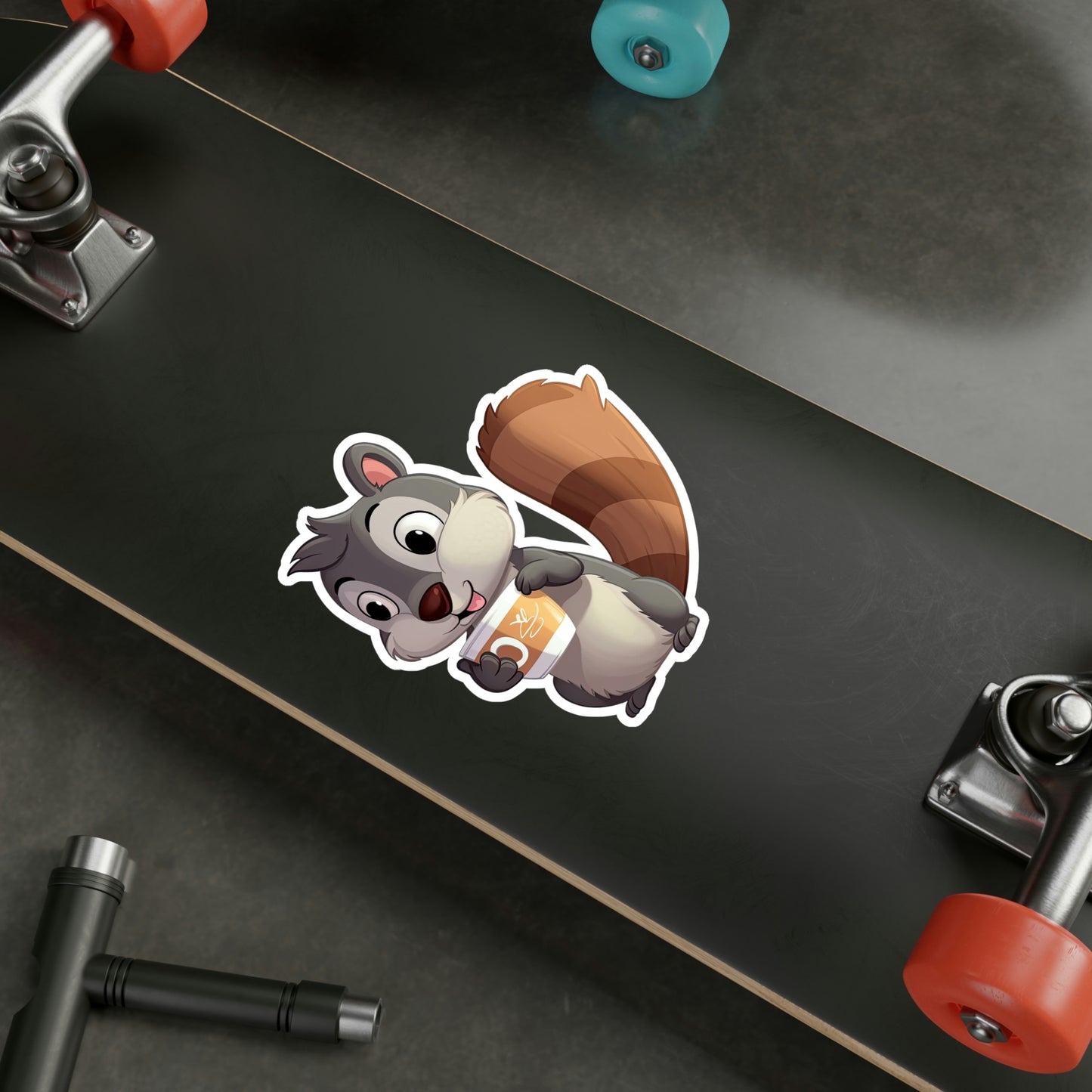 Cute Squirrel with Tiny Coffee Cup Sticker - Adorable, High-Quality & Unique Design - Perfect for Laptops, Water Bottles, and More!