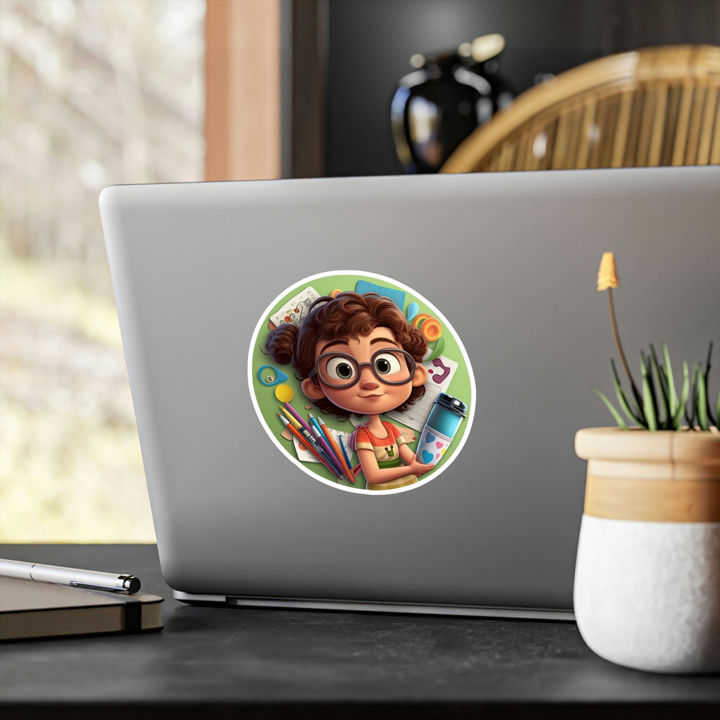 Adorable Crafty Mom Sticker with Art Supplies - Perfect Decal for DIY Enthusiasts