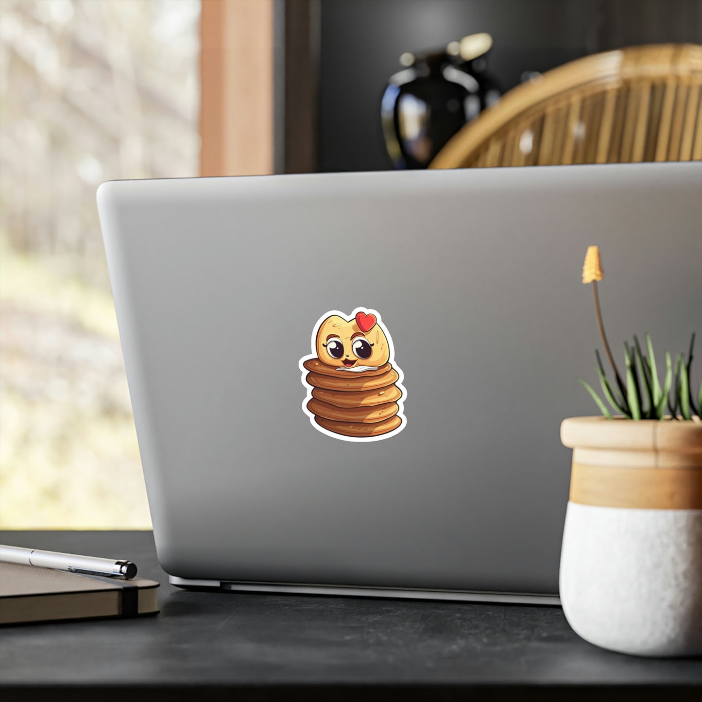 Adorable Stack of Pancakes Sticker with Heart - Perfect for Laptops, Notebooks & More - Shop Now