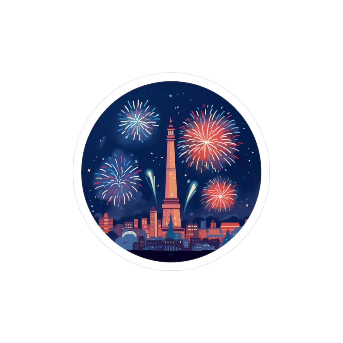 Fireworks Sticker - Red, White & Blue Fun for Sparkly Celebrations!