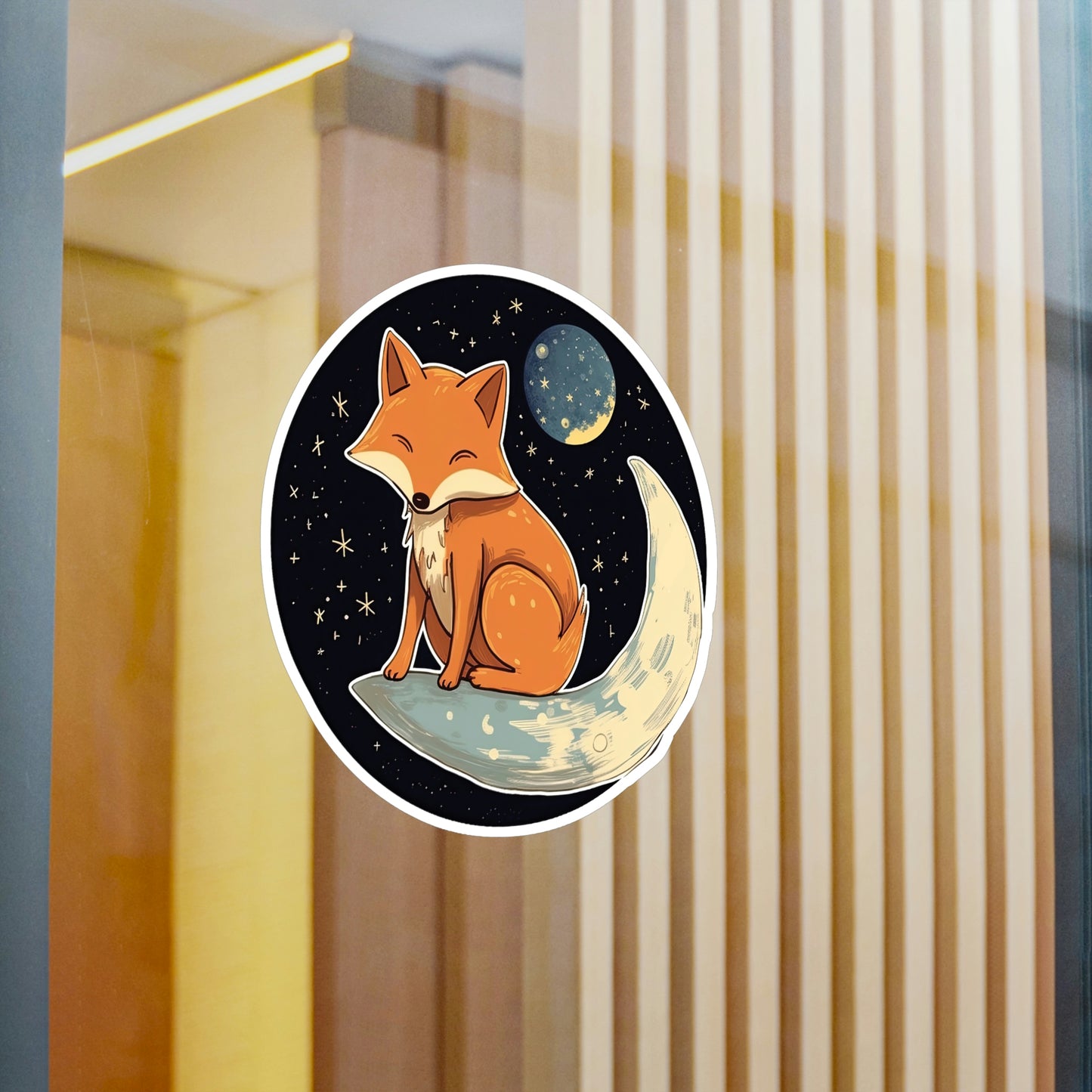 Adorable Cat on Moon Sticker - Must-Have Lunar Kitty Decal for Cat Lovers!