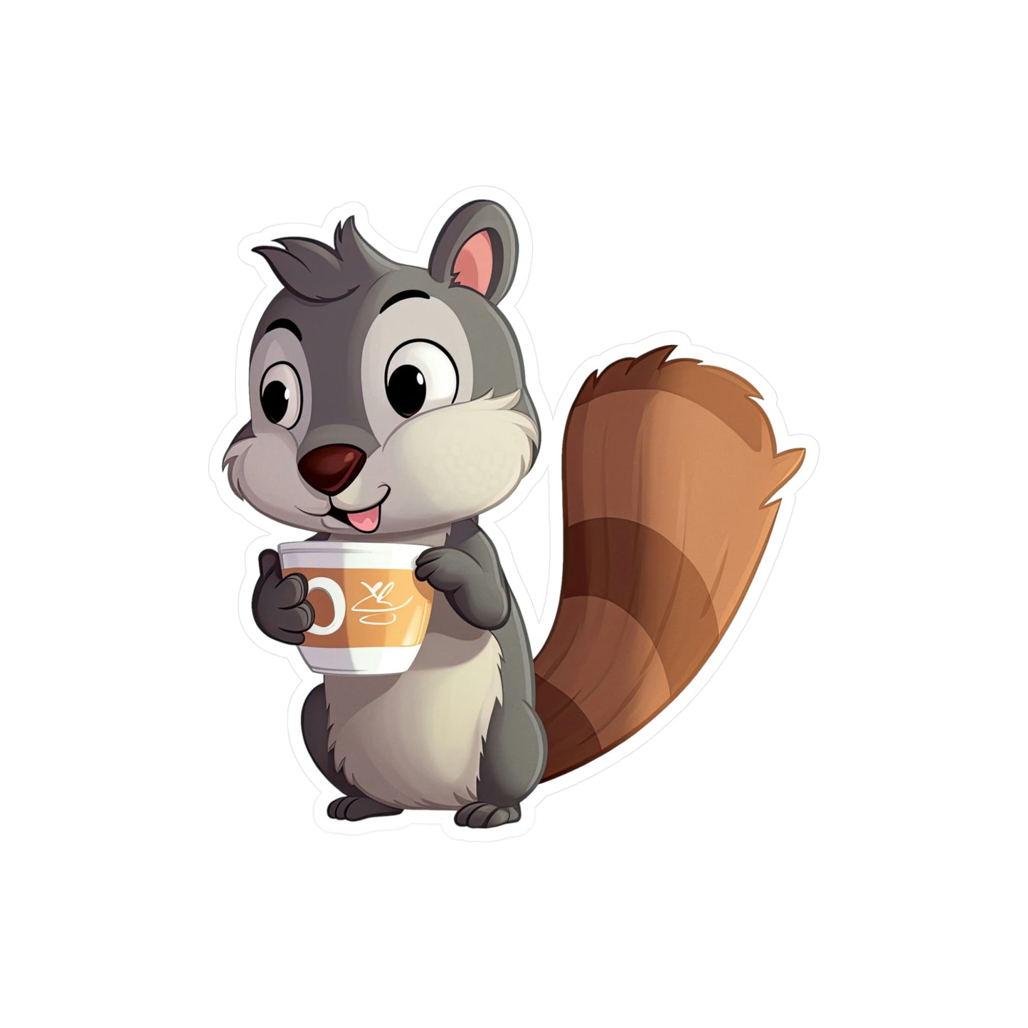 Cute Squirrel with Tiny Coffee Cup Sticker - Adorable, High-Quality & Unique Design - Perfect for Laptops, Water Bottles, and More!