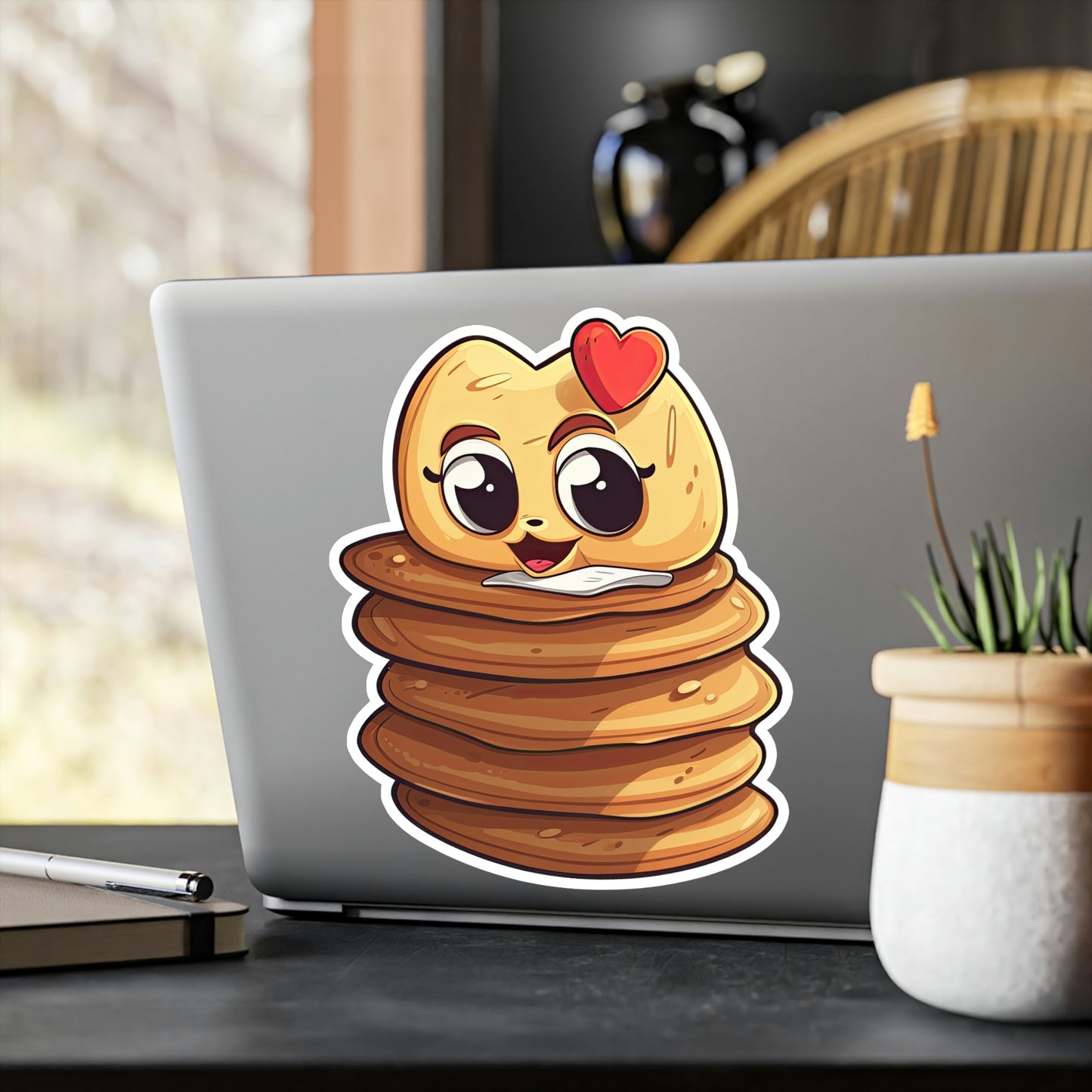 Adorable Stack of Pancakes Sticker with Heart - Perfect for Laptops, Notebooks & More - Shop Now