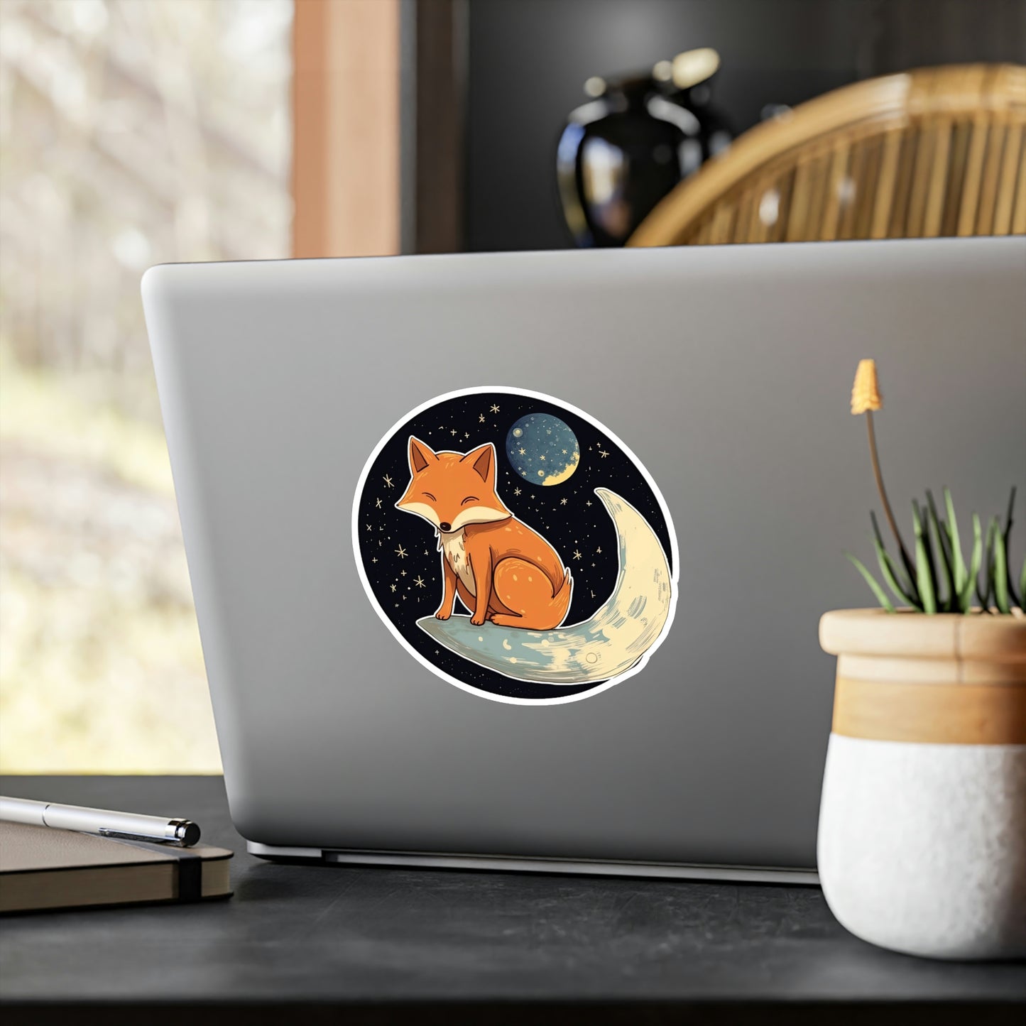 Adorable Cat on Moon Sticker - Must-Have Lunar Kitty Decal for Cat Lovers!