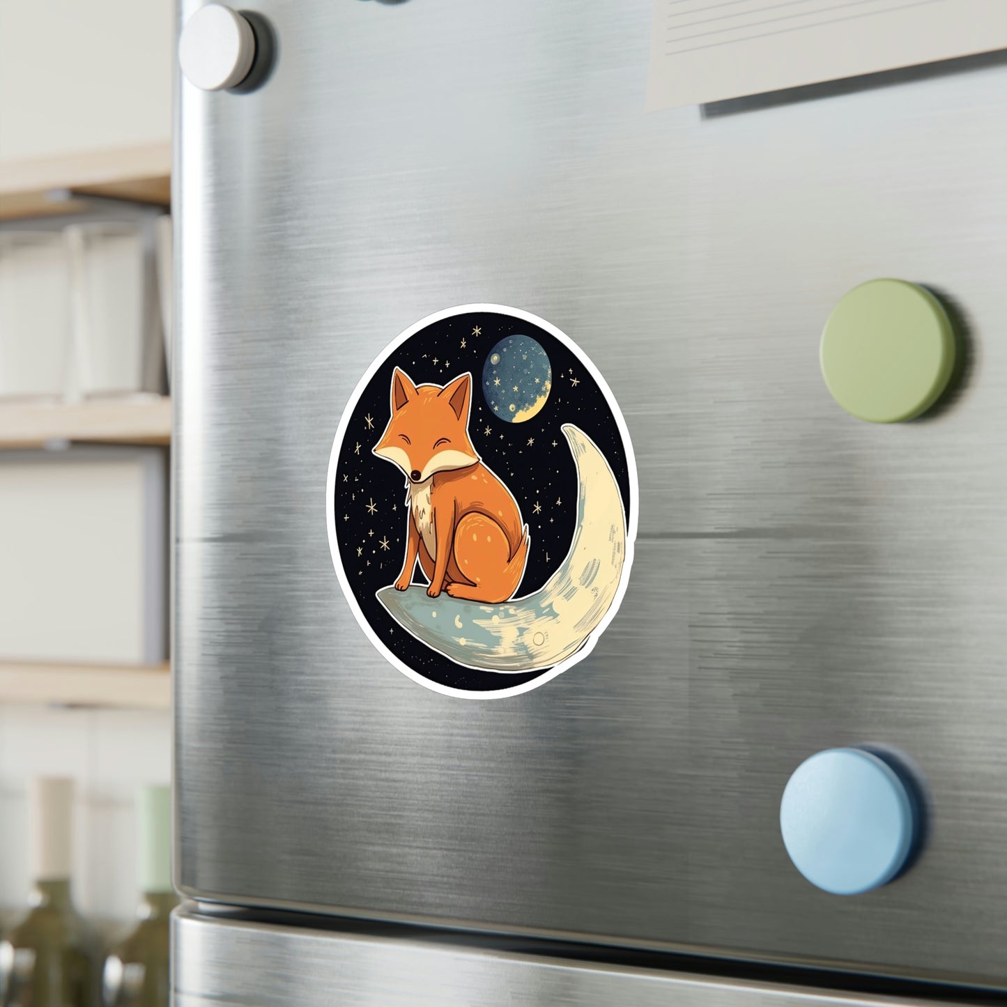 Adorable Cat on Moon Sticker - Must-Have Lunar Kitty Decal for Cat Lovers!