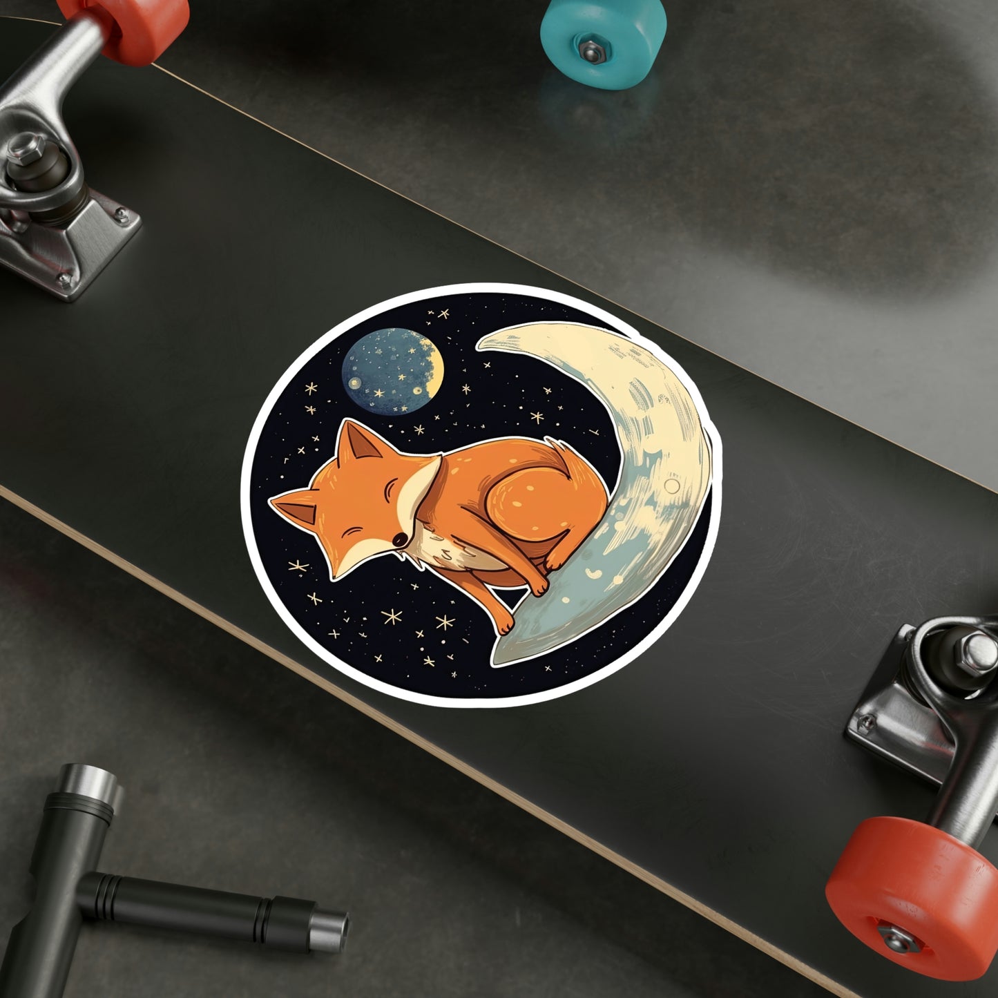 Adorable Cat on Moon Sticker - Must-Have Lunar Kitty Decal for Cat Lovers!