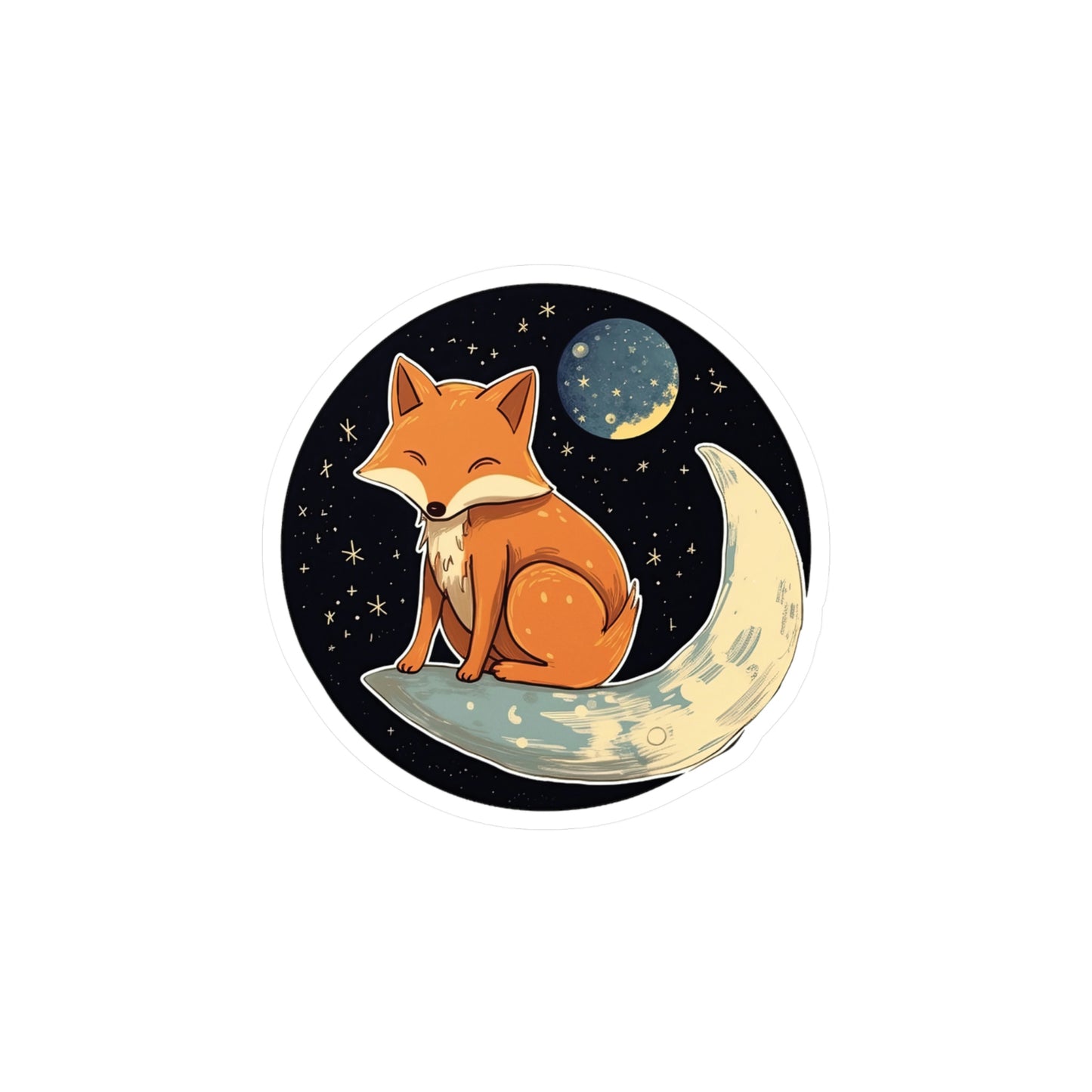 Adorable Cat on Moon Sticker - Must-Have Lunar Kitty Decal for Cat Lovers!