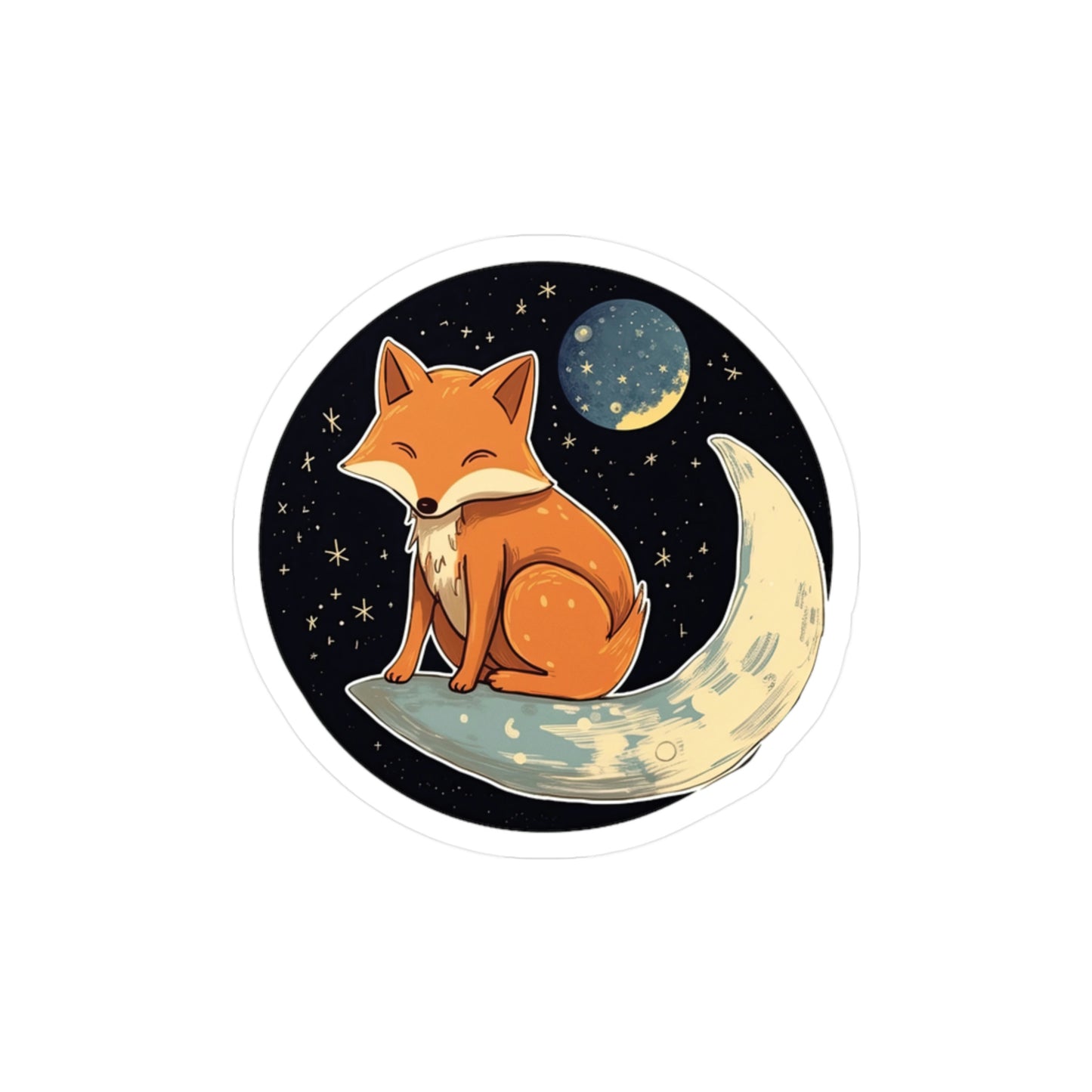 Adorable Cat on Moon Sticker - Must-Have Lunar Kitty Decal for Cat Lovers!