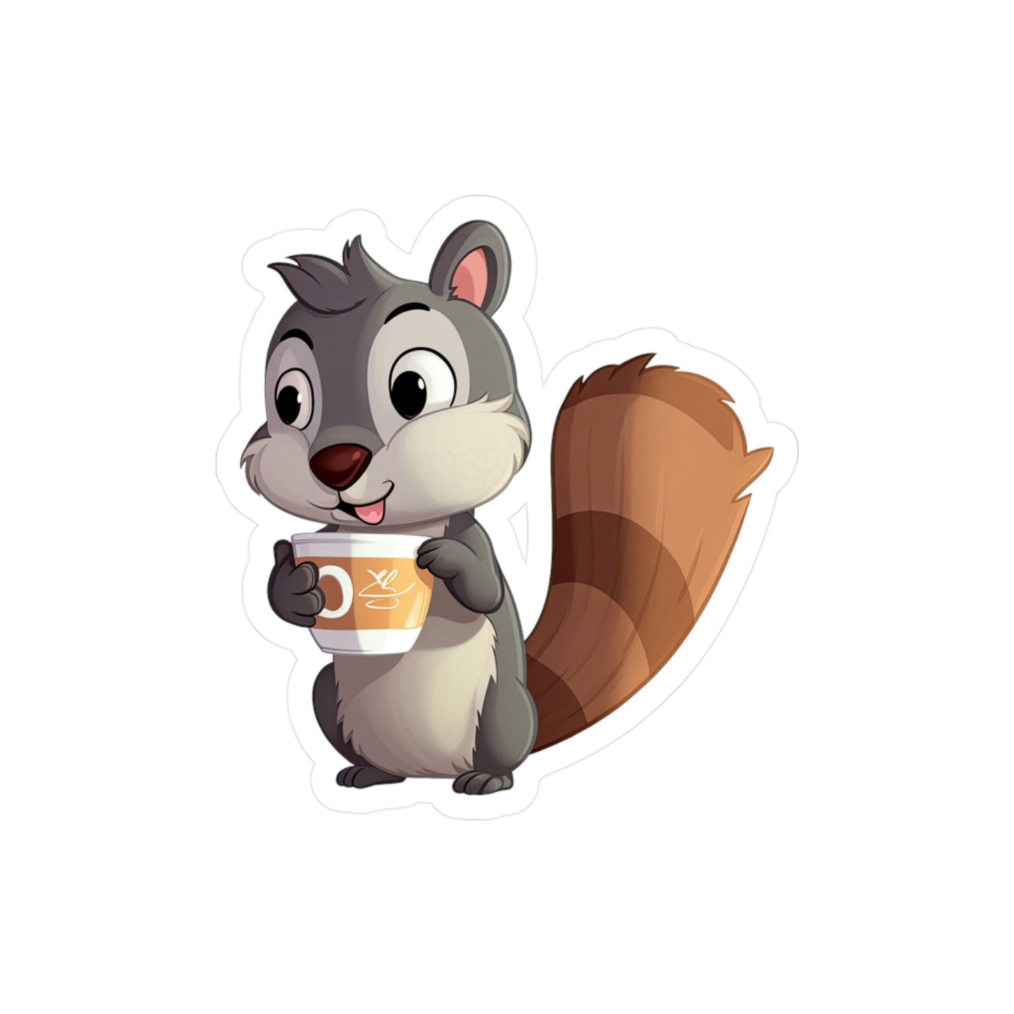 Cute Squirrel with Tiny Coffee Cup Sticker - Adorable, High-Quality & Unique Design - Perfect for Laptops, Water Bottles, and More!