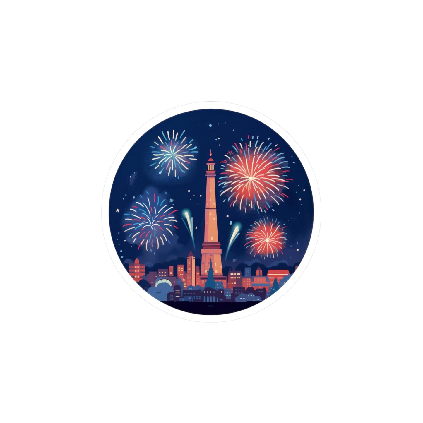 Fireworks Sticker - Red, White & Blue Fun for Sparkly Celebrations!