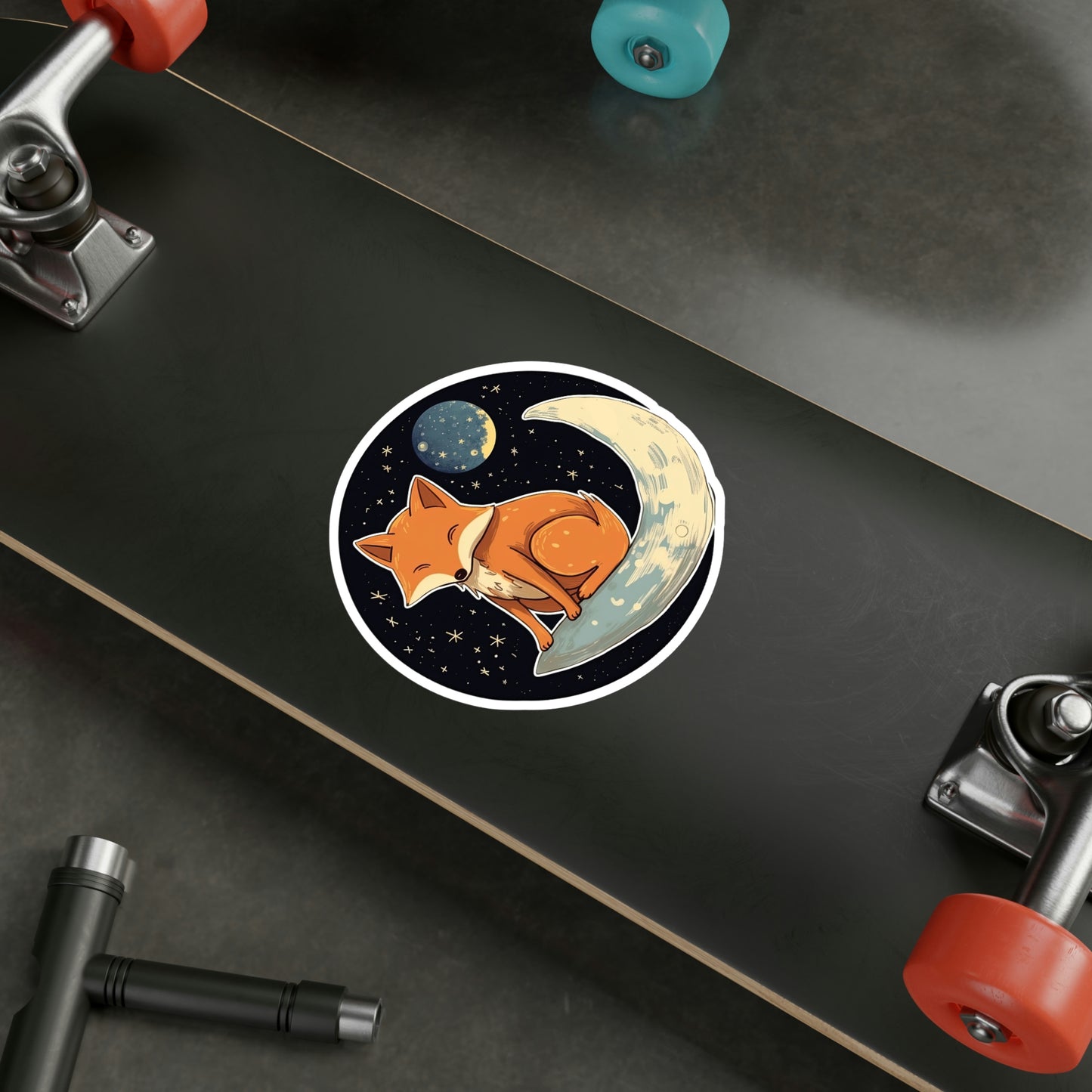 Adorable Cat on Moon Sticker - Must-Have Lunar Kitty Decal for Cat Lovers!