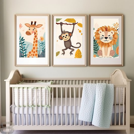Boho Safari Nursery Prints - Baby Nursery Decor - Nursery Wall Art - Baby Animal Prints - Nursery Wall Prints - Unique Nursery Decor